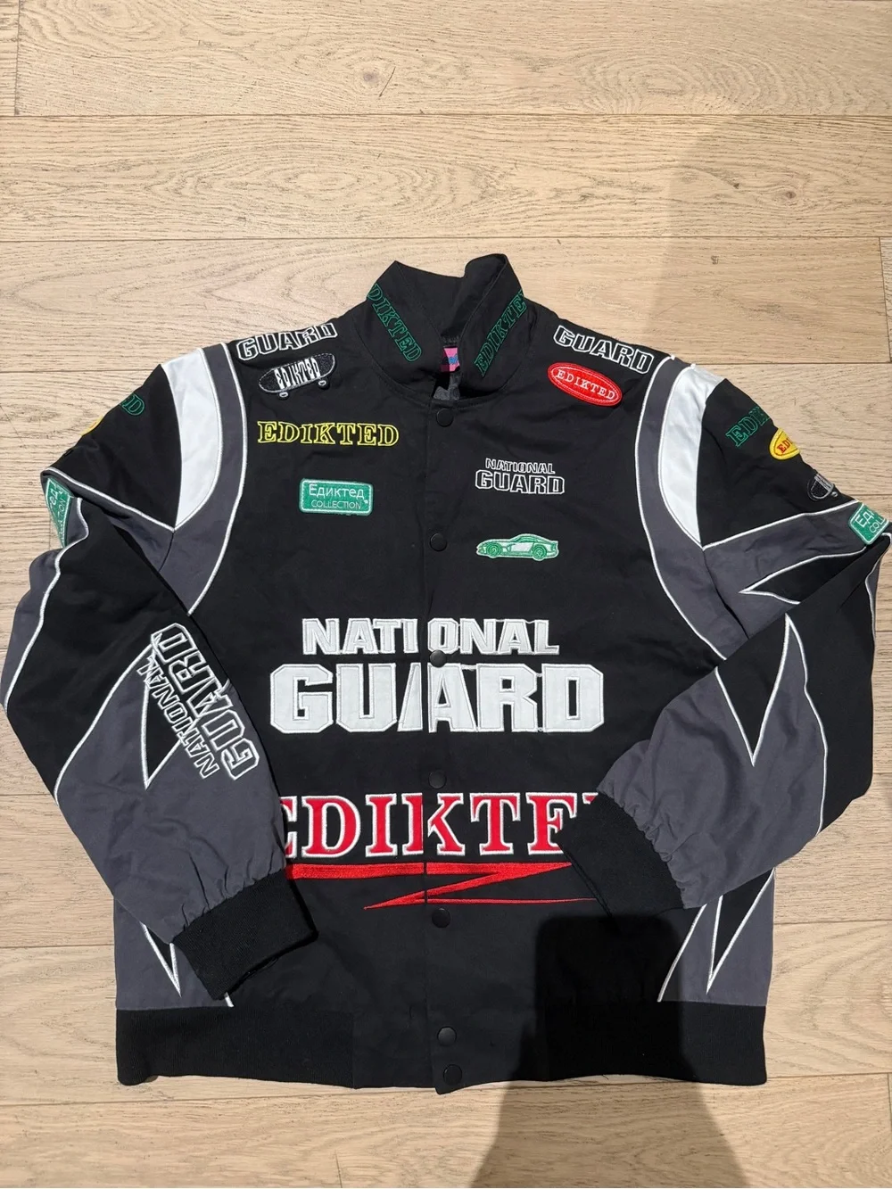 Edikted - Embroidered Black Racing Jacket - Picture 3 of 7